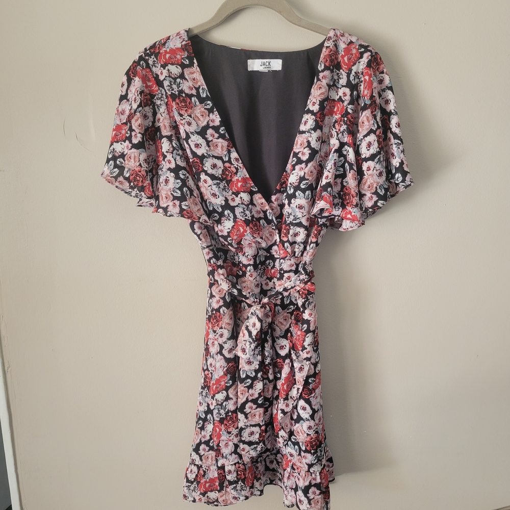 Jack by BB Dakota Floral Mini Dress - Red and Black